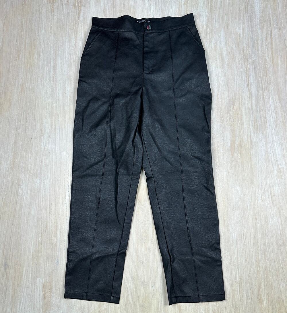 Nasty Gal Black Faux Leather High Rise Edgy Chic Rocker Punk Alternative Pants 8
